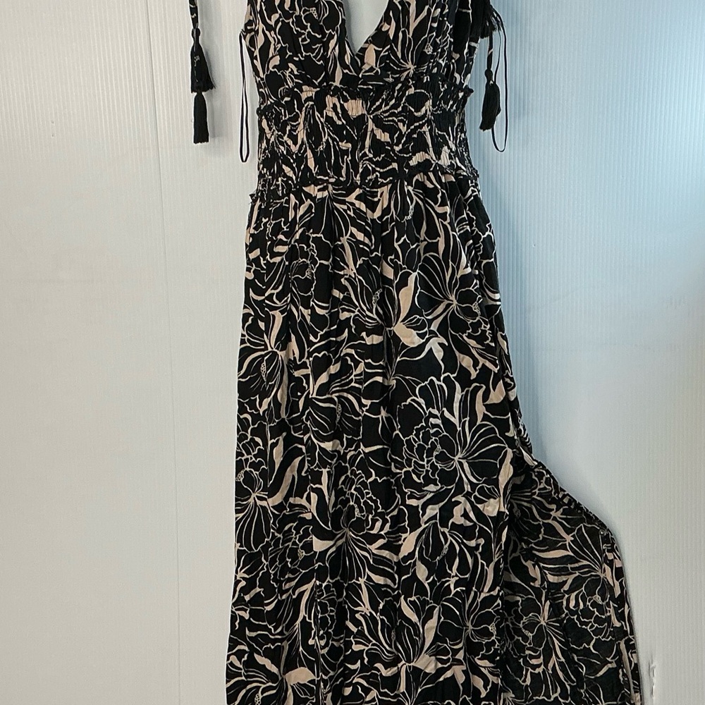 Patrons of Peace Black and Cream Floral Maxi Dress